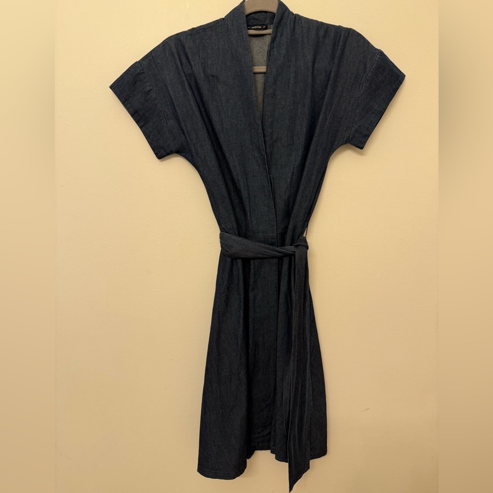 Chic Denim Wrap Midi Dress